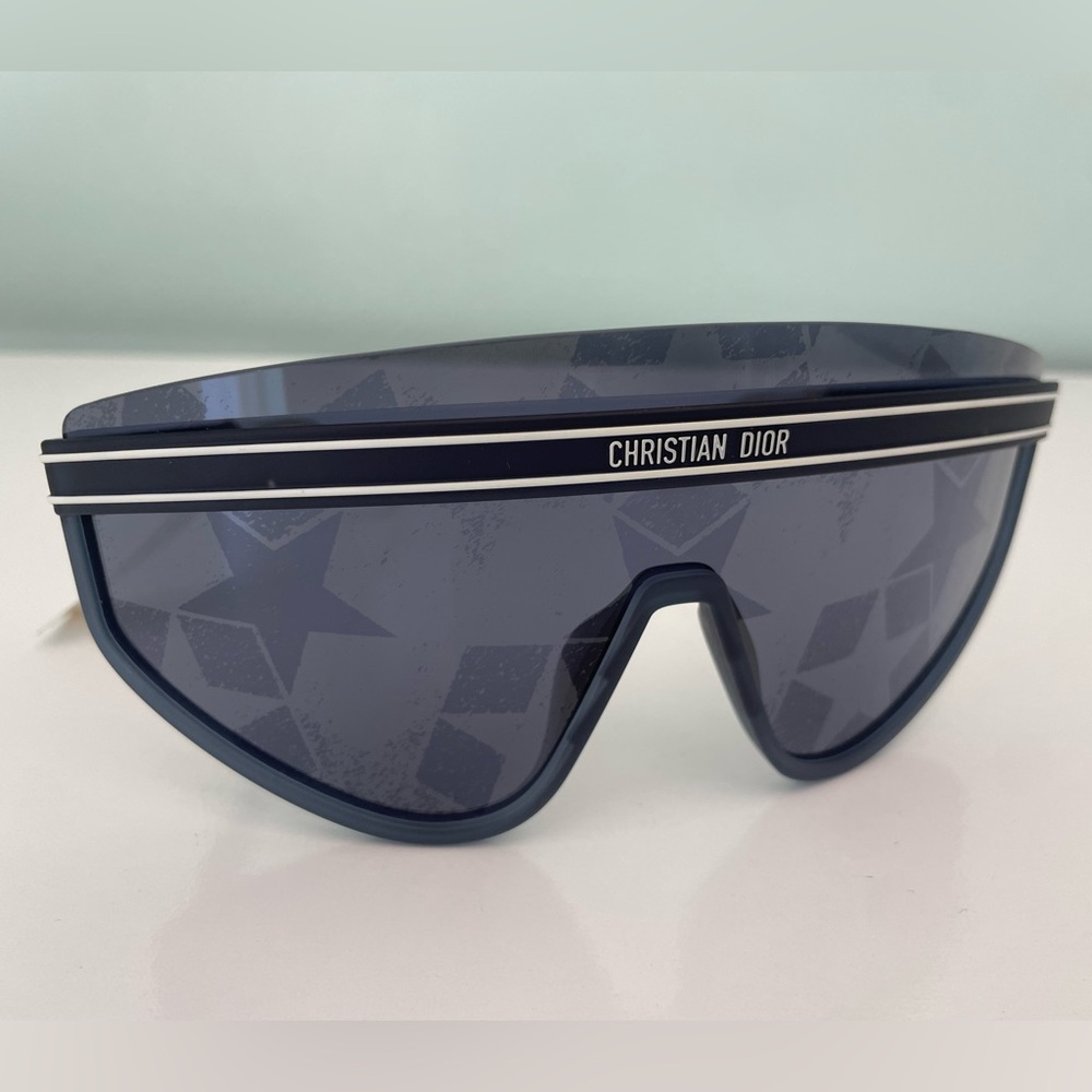 Christian Dior M2U Mask Sunglasses Shield Full Rim Blue Silver DIORCLUB M2U31B7